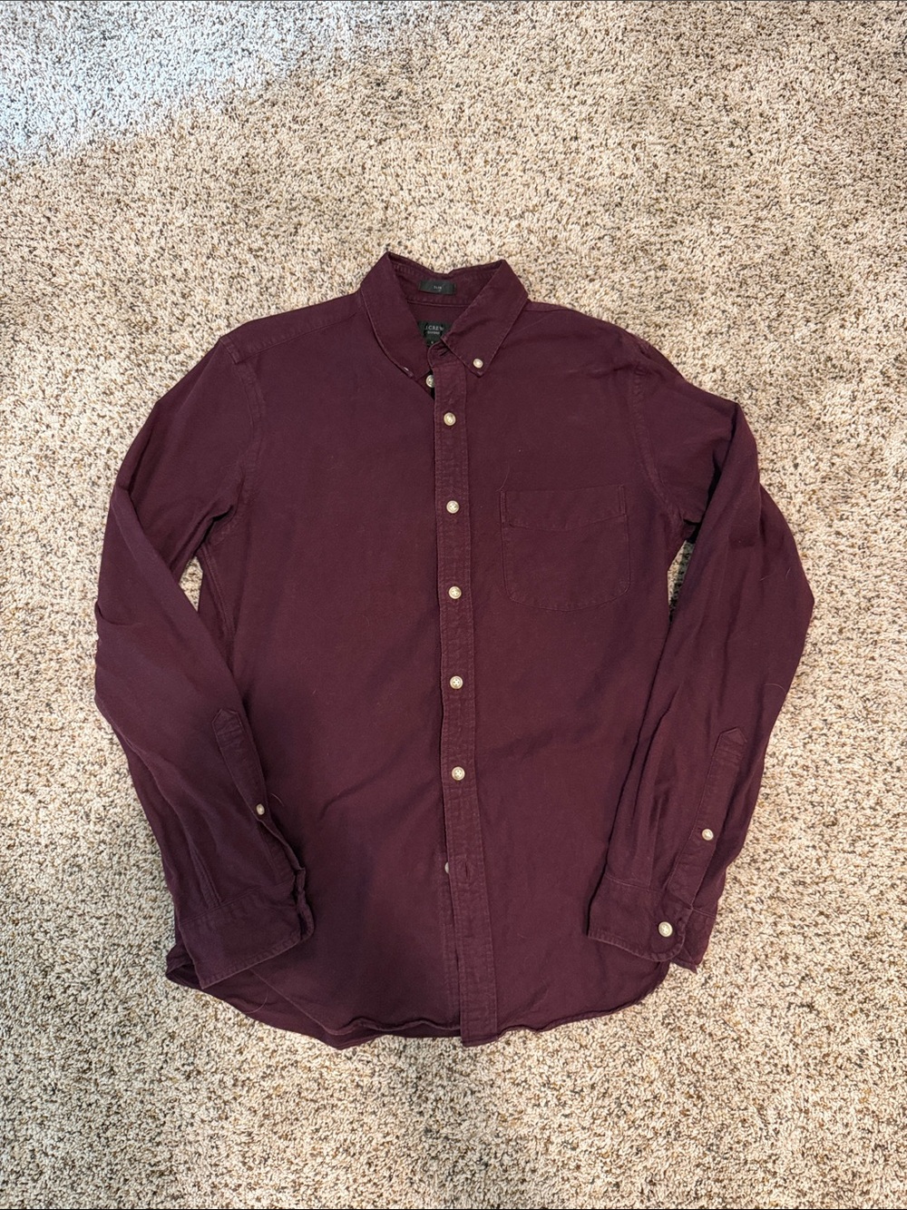 J. Crew Men's Burgundy slim Button-Down Shirt. Size small
